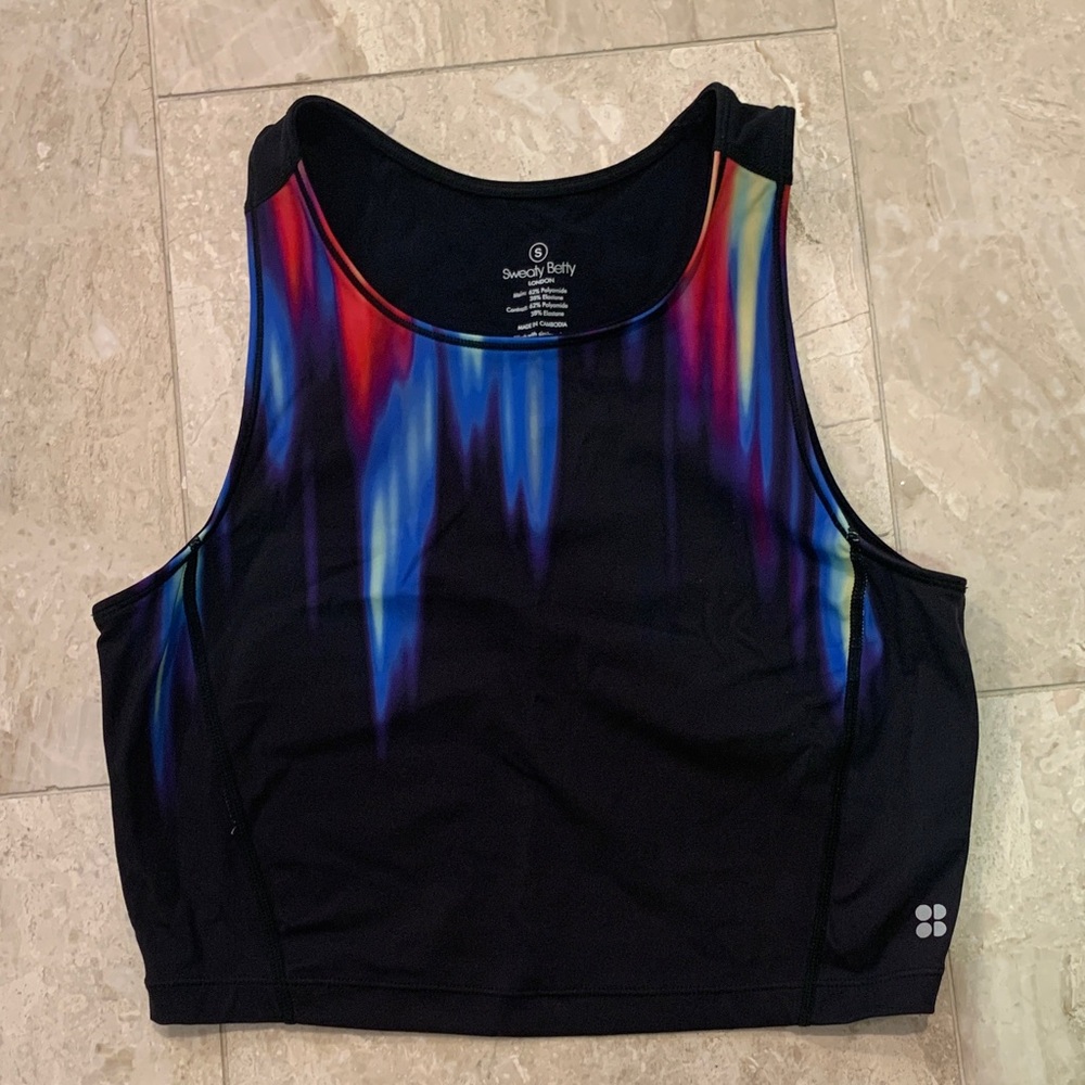 Sweaty Betty Black and Multicolor Crop Top